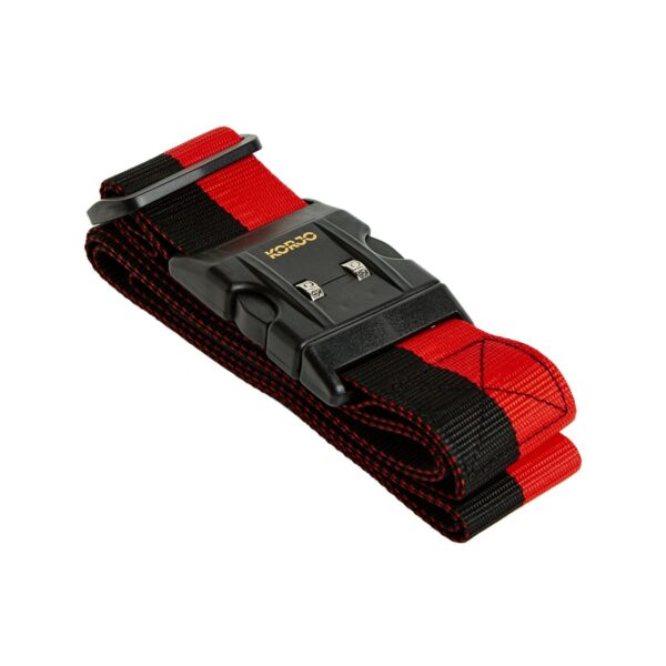 Korjo Deluxe Combination Lock Luggage Strap Red/black Travel Accessories