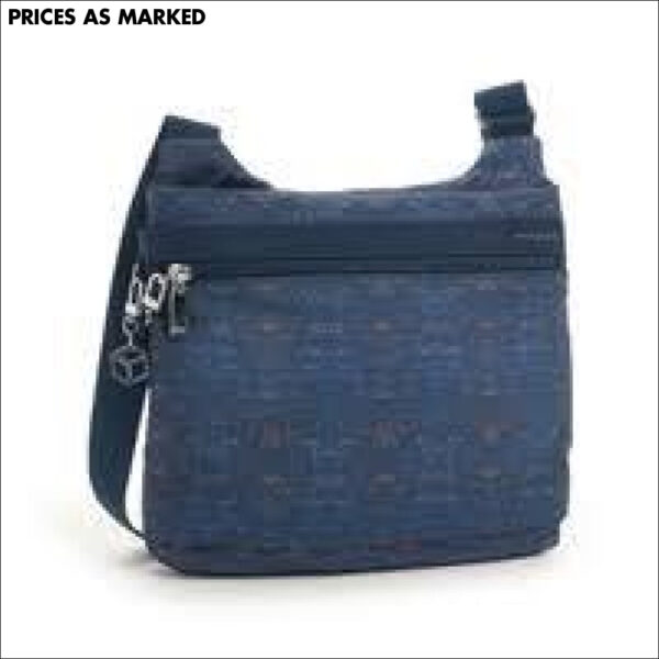 Hedgren Faith Cross Body Bag Rfid Dark Blue Woven Lightweight Travel Shoulder
